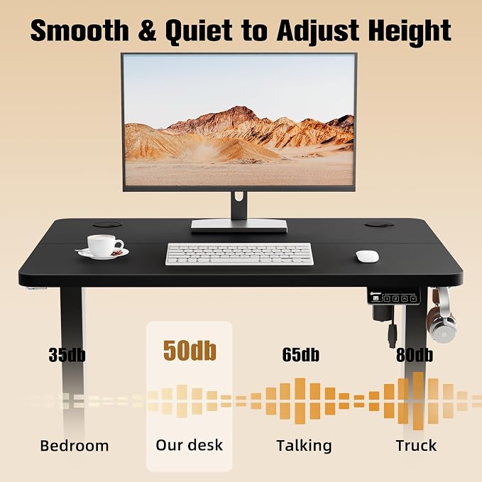 Small Standing Desk, 32"x24" Height Adjustable Sit-Stand Office, Black | Electric Adjustable Standing Desk, Sit to Stand Computer Office Desk with Splice Board, Memory Preset, Lifts 28.7''-46.5" - Image 6