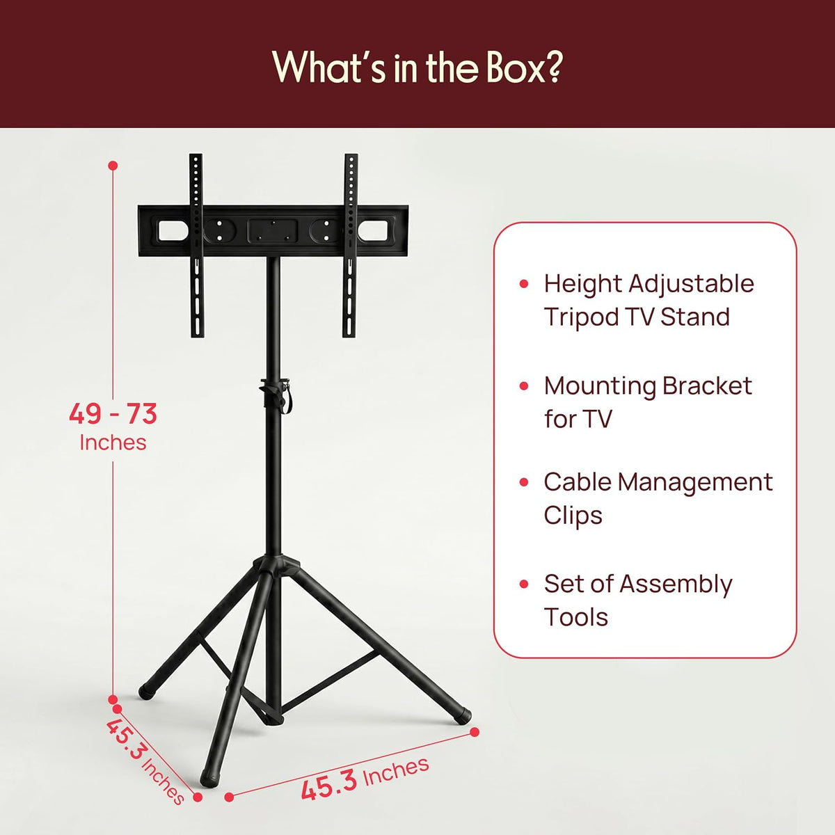 Pyle Portable Tripod TV Stand with Mount (32–60" Flat Screens, Steel) - Image 7