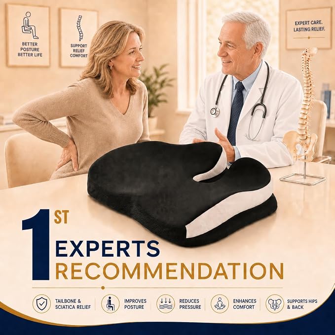 Memory Foam Ergonomic Seat Cushion for Office Chairs Pain Relief | Suitable for prolonged sitting, relieves tailbone pain, fits office chairs, wheelchairs, car seats and computer desk chairs - Image 8