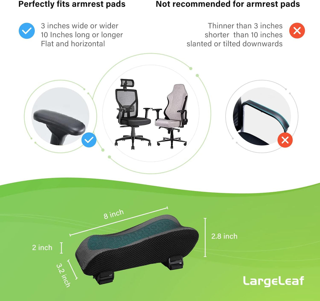 Chair Ergonomic Armrest Cooling Gel Pads Elbow Pillow Pressure Relief Office Chair Gaming Chair armrest with Memory Foam armrest Pads 2-Piece Set of Chair (Gel+ Memory Foam) - Image 5