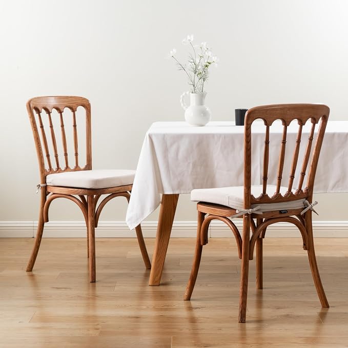 Battilo Chair Cushions for Dining Chairs with Ties, Indoor/Outdoor Waterproof Kitchen Chair Pad with Non-Slip Backing, Seat Cushions with Machine Washable Removable Cover, 16"x16"x2", Set of 4, Beige - Image 6