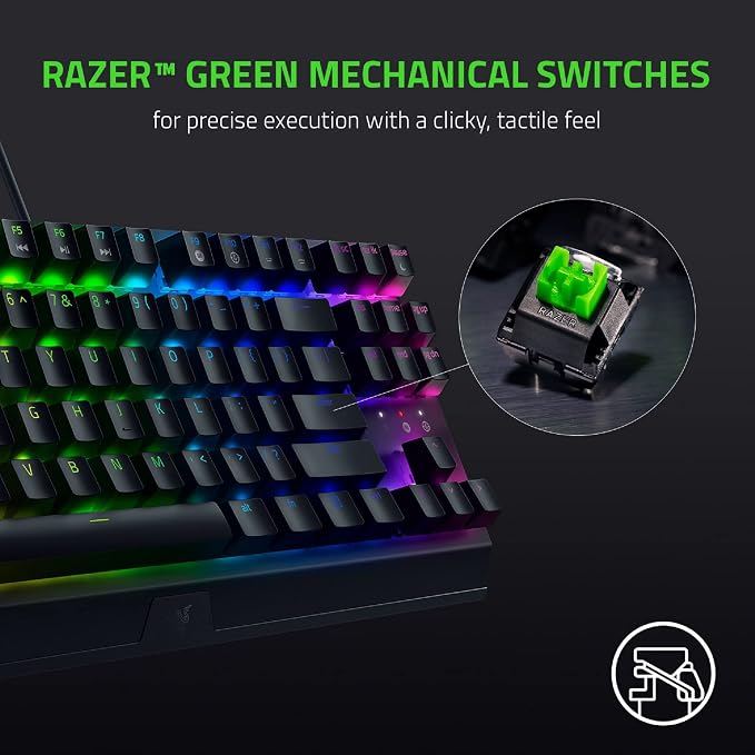 Razer BlackWidow V3 Tenkeyless TKL Mechanical Gaming Keyboard: Green Mechanical Switches - Tactile & Clicky - Chroma RGB Lighting - Compact Form Factor - Programmable Macros - Image 2