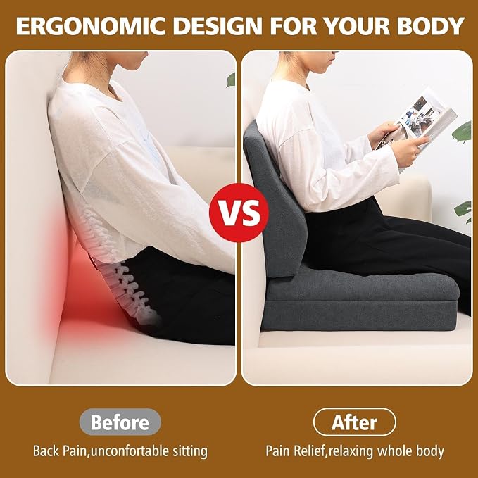 Recliner Cushion for Elderly with Lumbar Support Pillow - 20x20x5 Inch Extra Thick Recliner Seat Cushion for Seniors Relief Back Pain and Tailbone Pain from Long Sitting Non-Slip Bottom - Image 4
