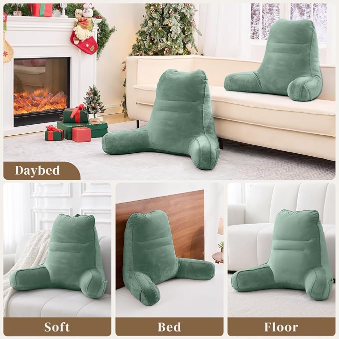 Sasttie Reading Pillow for Bed, Back Pillow for Sitting Up, Sage | 23" Backrest Support Cushion for Couch, Sofa, and Floor, Dorm Essentials, OEKO-TEX, Adjustable Down Alternative Fill - Image 7