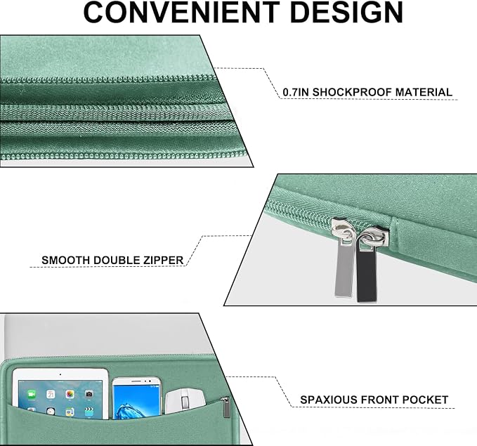 Laptop Sleeve Case 15.6 inch, Shockproof Protective Laptop Cover Carrying Computer Bag with Accessory Pocket Portable Computer Sleeve Compatible with HP, Dell, Lenovo, Asus, Binglan - Image 3