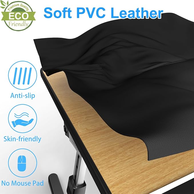 HETTHI Laptop Stand for Bed, Adjustable Leather Bed Desk with Foldable Legs, X-Large Laptop Bed Table Tray with Drawer for Bed Couch Floor Writing Working Reading Eating Painting (Black, 23.6"×15.7") - Image 3