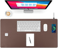 Wireless Charging Desk Mat, Mouse Pad, Brown-R, 32 * 16inch by ACOOFCGOU
