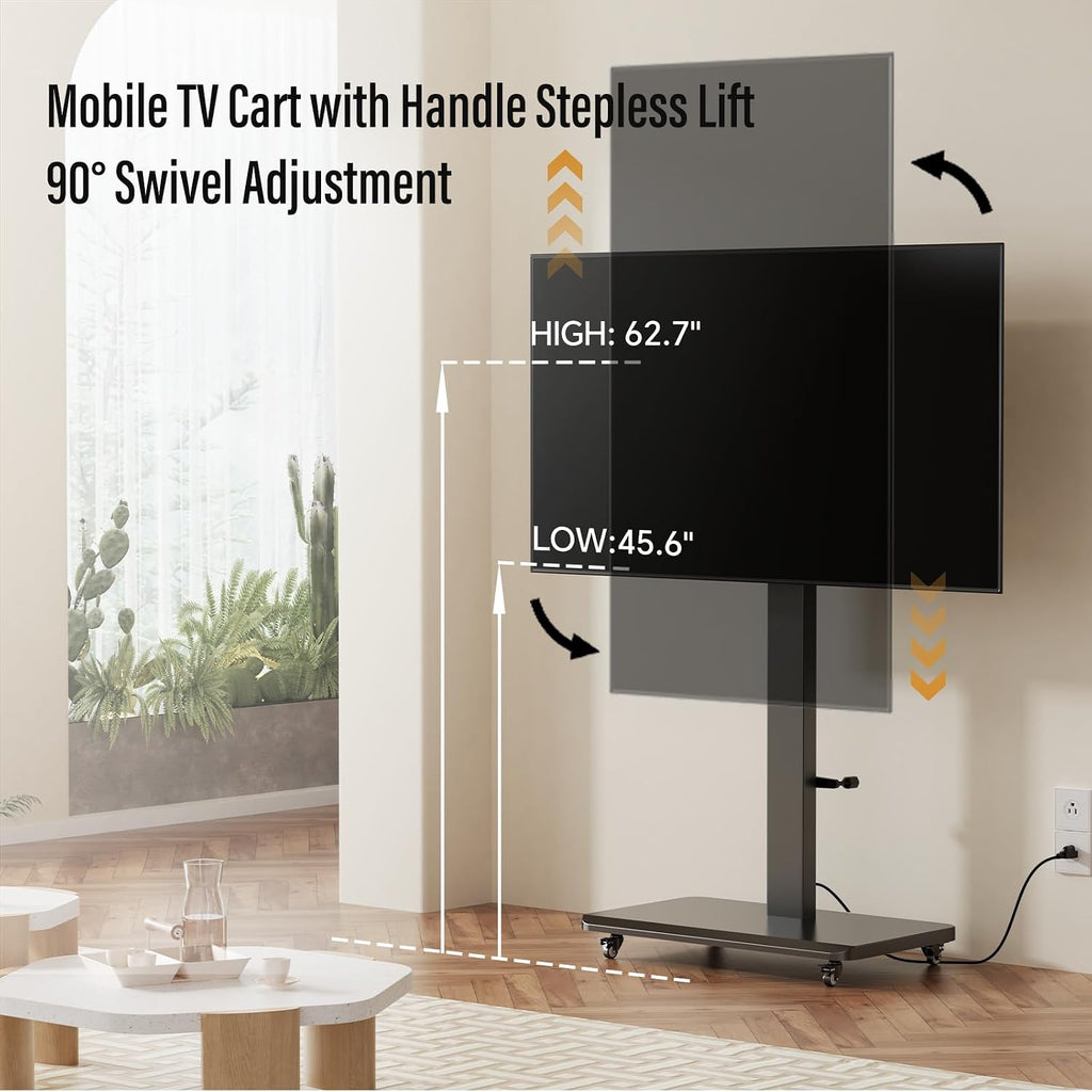 Mobile TV Stand for 32-75inch TVs with Power Outlet TV Cart with Wheels - Image 4
