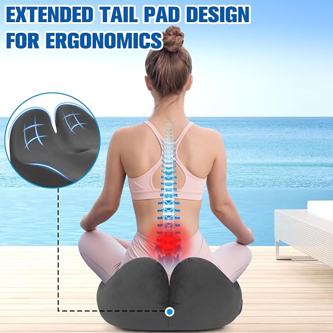 Seat Cushion, Chair Cushions, Memory Foam Office Chair Cushion | Hip & Sciatica & Tailbone Pain Relief, Long Sitting Comfort for Office Chairs/Desk Seats/Wheelchair (X-Large, Grey) - Image 5