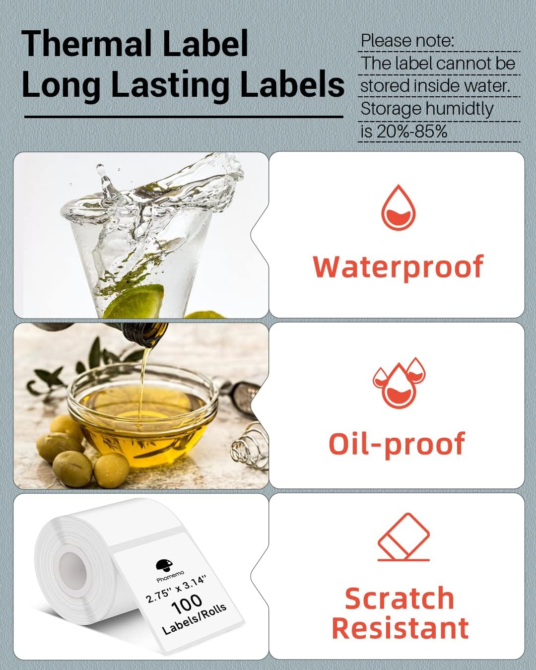 Phomemo M220 Thermal Labels 2.75''x3.15'' for M220/M221/M250/M260, 90 PCS - Image 4