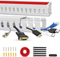 Cable Duct Management Raceway Kit, 31.4" (2 x 15.7) Server Rack Management, Hide Network HDMI VGA Cables, Open Slot Track Desk Wire Channel, White 2 Pack by Aocii