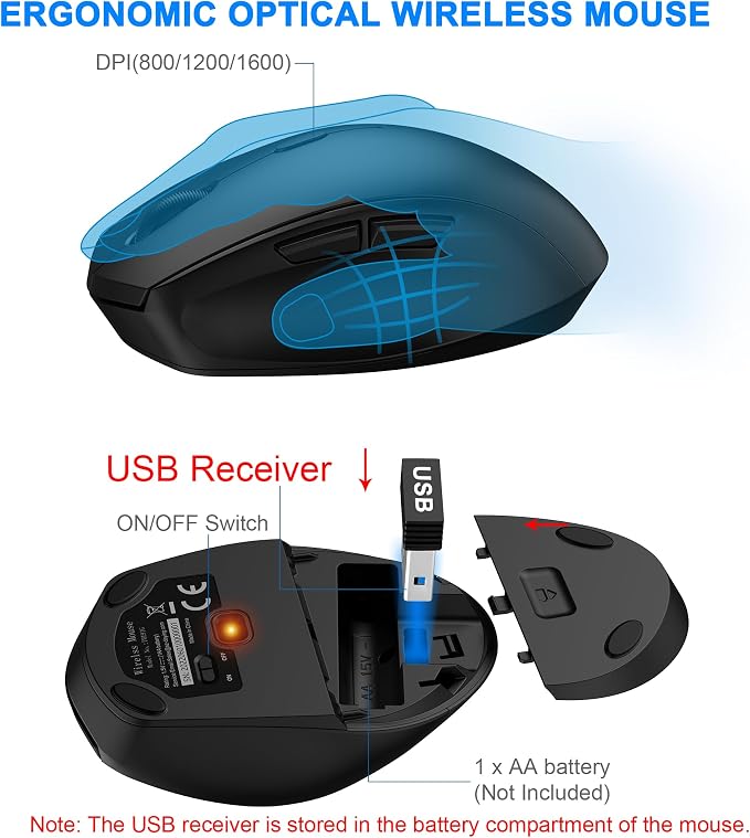 Wireless Keyboard and Mouse Combo, EDJO 2.4G Full-Sized Ergonomic Computer Keyboard with Wrist Rest and 3 Level DPI Adjustable Wireless Mouse for Windows, Mac OS Desktop/Laptop/PC,Classic Black - Image 4