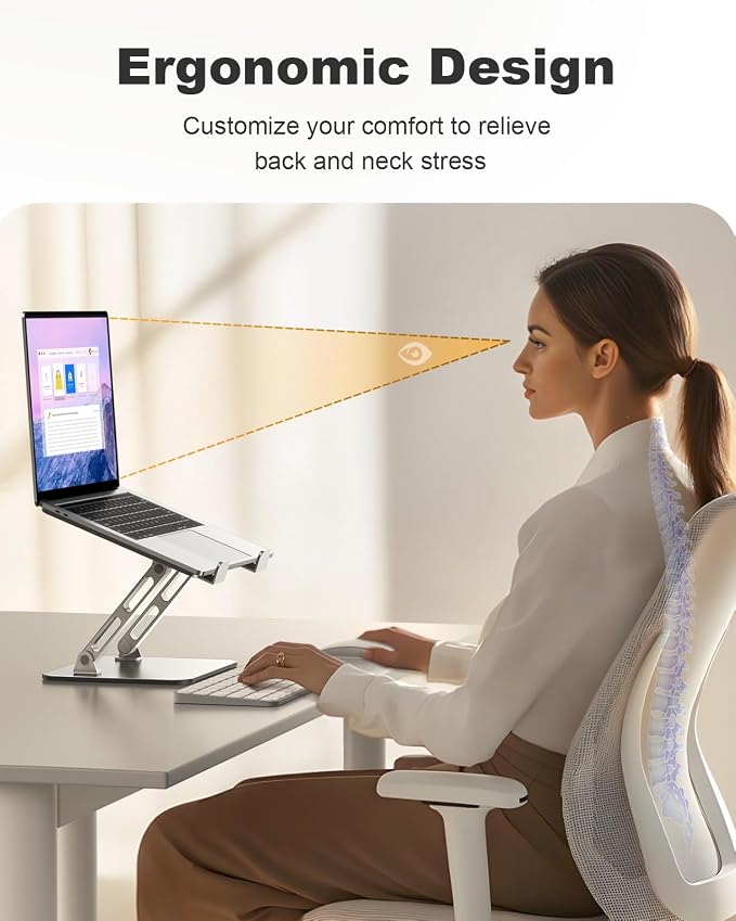 RIWUCT Laptop Stand for Desk Adjustable Height, Ergonomic Laptop Riser Holder with Dual-bar Support, Portable Computer Notebook Stand for MacBook Air Pro, Dell XPS, HP (10-16") - Image 2