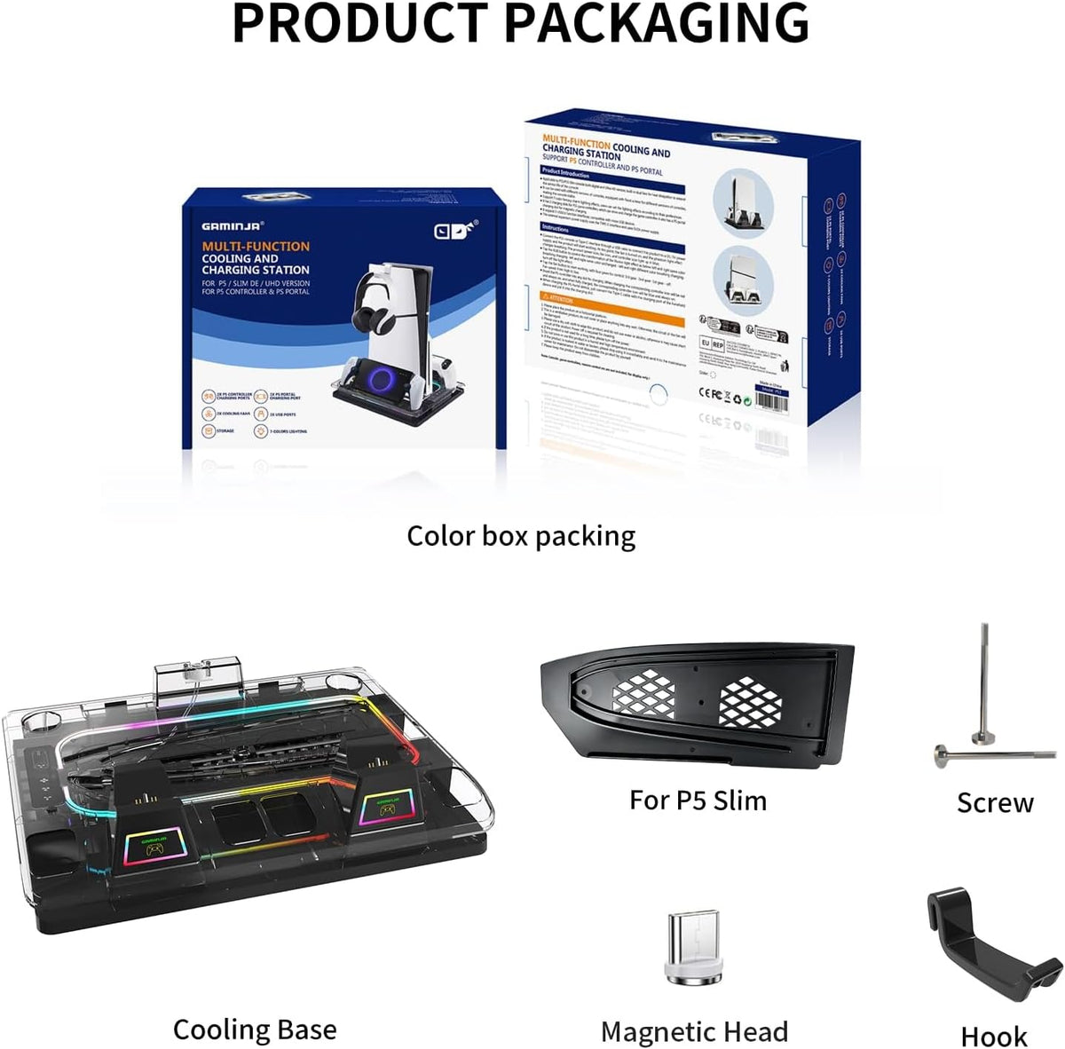 GAMINJA for Ps5 Cooling Station with Ps Portal Charger for Ps5/Slim/Pro - Image 8