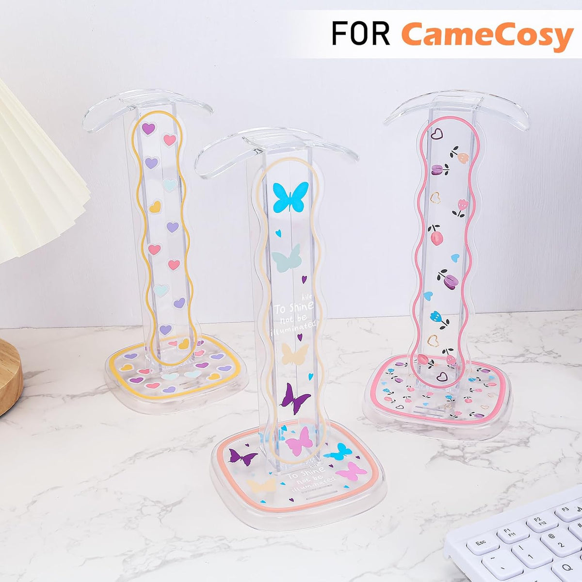 CamyCosy Headphone Holder for Desk, Gaming Headset & Earphone Stand with Tulip Flowers Pattern - Image 7