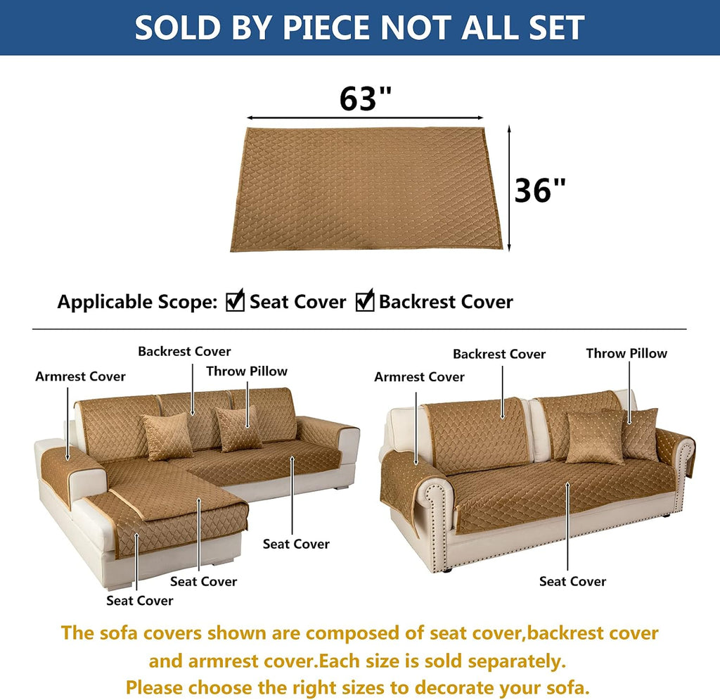 Velvet Sectional Couch Covers for Dogs,Coffee,1PC,36''x63'' - Image 5