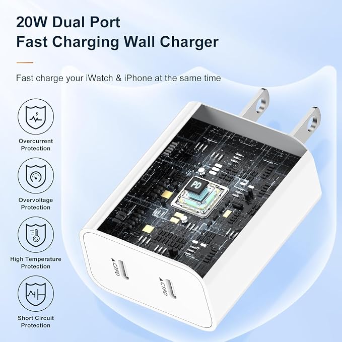 USB C Charger Block,4-Pack Dual Port USB C Fast Charging Block,2in1 Dual Ports Plug Wall Chargers,Type C Wall Charger Plug for iPhone 17/17 Pro/17 Pro Max/17 Air/16e/15 Plus/14/13/12 Pro/11/XS/XR/X - Image 3
