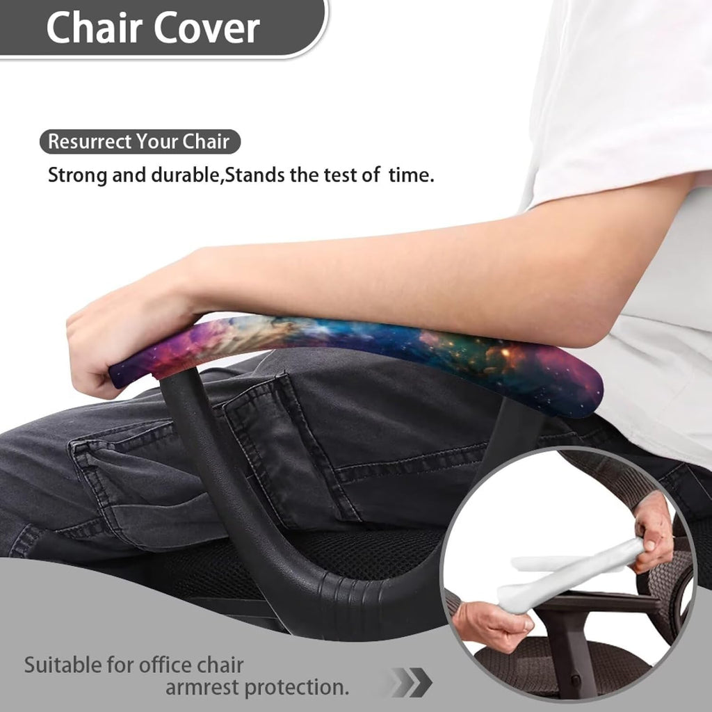 2Pcs Office Chair Arm Cover, Starry Sky Print Chair Armrest Covers, Office Seat Hand Rest Protector, Elastic Skin Friendly Computer Arm Protectors - Image 4