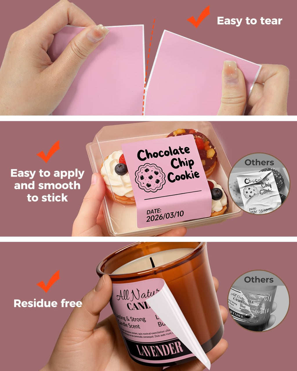 MUNBYN 4x3 Thermal Labels, 500 Sheets/1 Roll, Pink - Image 5