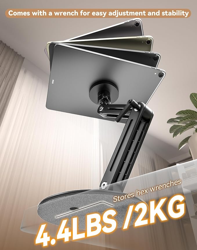 Jakeko Magnetic Portable Monitor Stand VESA Mount 75mm Travel 360° Swivel | L-Shaped Hand Wrench,13.3" 14.1" 15.6" 17.3" 18.5 Inch Screen,Thickened Base,Fully Folds Flat For Easy Storage,Solid Aluminum - Image 3