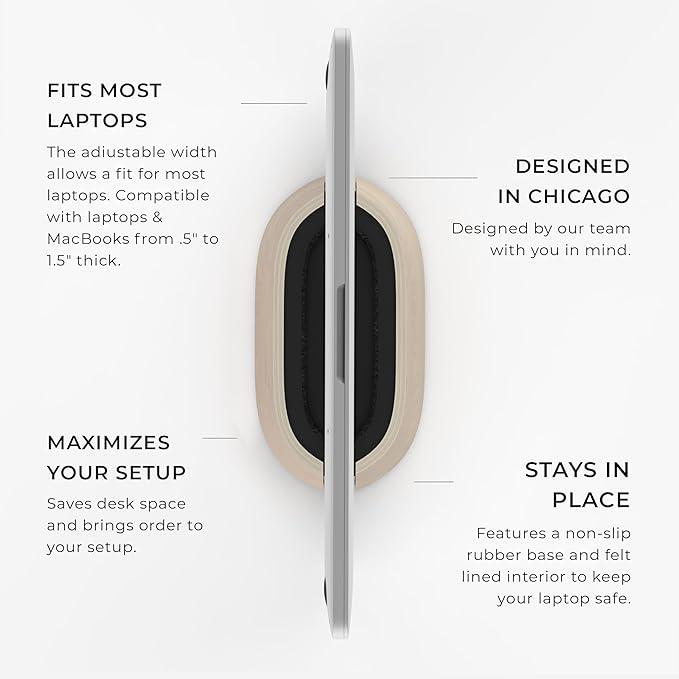 HumanCentric Vertical Laptop Stand in Maple Wood, Adjustable | Upright Adjustable Holder & Dock, Laptop Vertical Stand Fits MacBook Pro and Other Laptops .5" to 1.5", Clamshell Compatible - Image 3