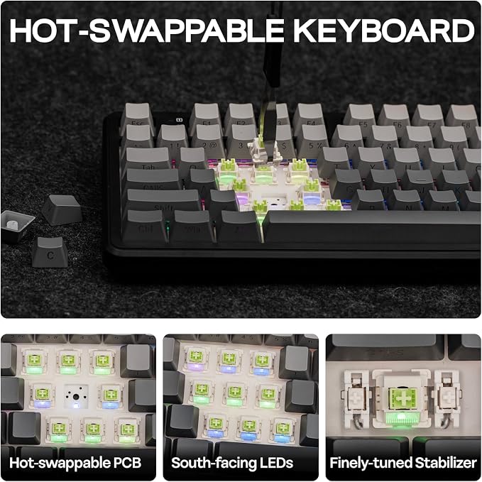 EPOMAKER X Aula F108 PRO Wireless Gaming Keyboard with Screen, 8000mAh Battery, 104 Hot-Swappable and Programmable Keys and Knob, RGB Backlight, for Mac/PC/Android (Black Gradient) - Image 6