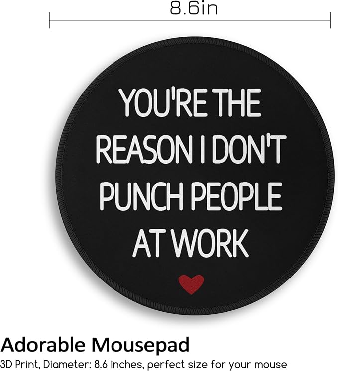 Funny Work Mouse Pad, Small Round Mousepad for Desk, Laptop | Mini Travel Wireless Mice Pad for Computer, Office Accessories, Coworker Gifts, 8.6 x 8.6 inch - Image 4