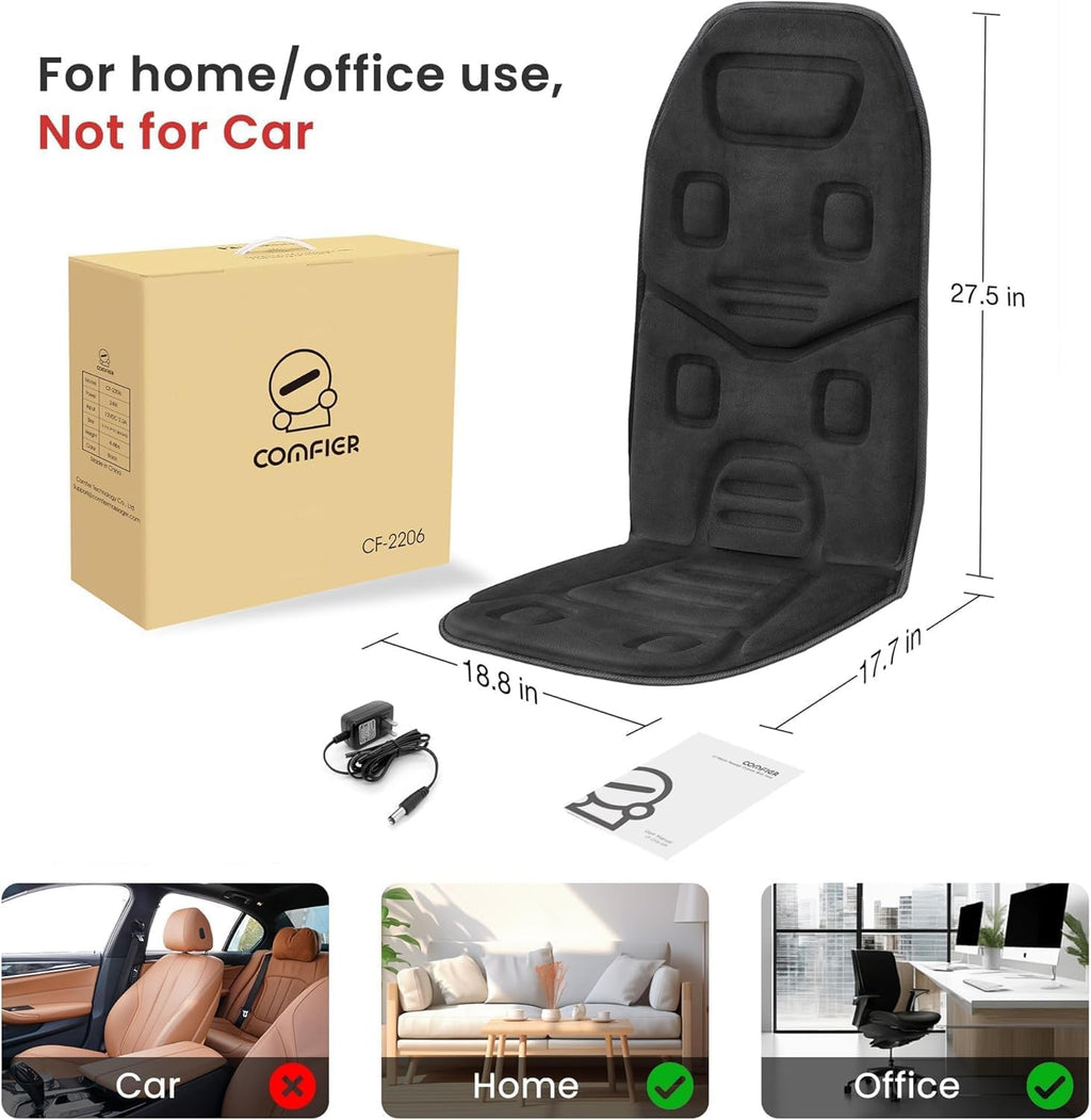 COMFIER Massage Seat Cushion with Heat - 10 Vibration Motors, Back Massager for Chair, （Vibration Massage Only, Not Shiatsu/Rolling,Massage Chair Pad for Back - Image 8