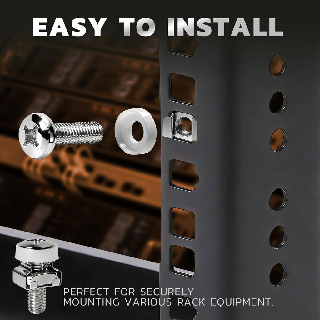 M6 x 16mm Rack Screws Kit, Cage Nuts, 30 Sets, Silver - Image 2