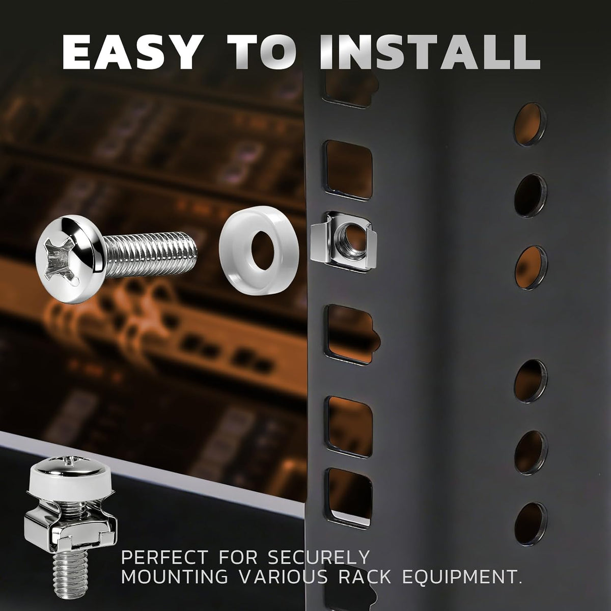 M6 x 16mm Rack Screws Kit, Cage Nuts, 30 Sets, Silver - Image 2