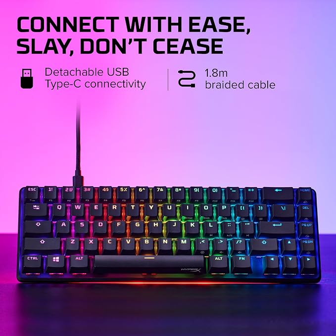 HyperX Alloy Origins 65 - Mechanical Gaming Keyboard – Compact 65% Form Factor - Linear Red Switch - Double Shot PBT Keycaps - RGB LED Backlit - NGENUITY Software Compatible,Black - Image 2