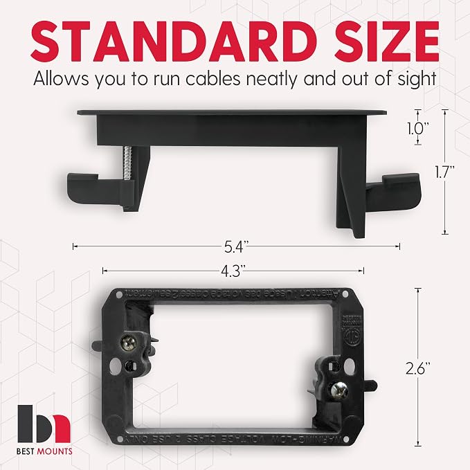 1 Pack Wall Plate Cable Pass Through with Bracket - In Wall Cable Management Kit - Recessed Cable Wall Plate Pair with Single Gang Low Voltage Mounting Bracket - Decorator Cover for Low Voltage Cables - Image 2