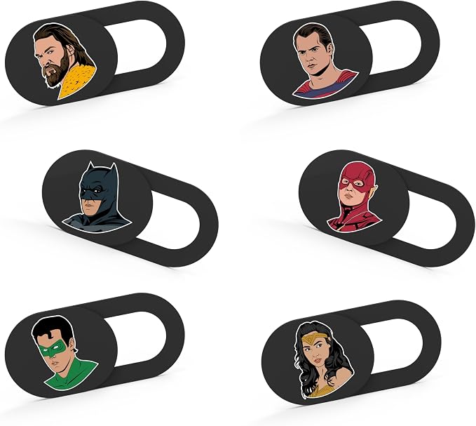 Ultra-Slim Laptop Camera Cover Slide | 0.03 Inch Thick | Upholds Digital Privacy | Compatible with Mobiles, Tablets, Desktops & Laptops (Super Hero Set 1-6 Pack) by Tsyfro