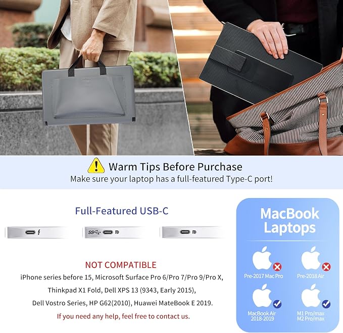 15.6" Laptop Screen Extender, FHD 1080P IPS Triple Monitor Extender, Detachable Portable Monitor for Laptop 13-17.3",Plug-Play Portable Screen Compatible with MacOS/Windows/Phone - Image 6