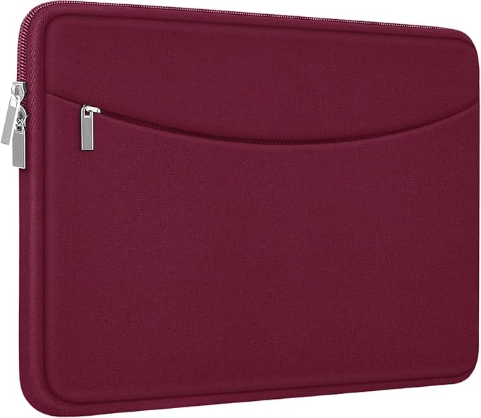 Laptop Sleeve 15.6 inch, Shockproof Protective Laptop Cover Briefcase Carrying Bag with Accessory Pocket, Portable Computer Case Compatible with MacBook, HP, Dell, Lenovo, Asus, Wine Red by ampoock