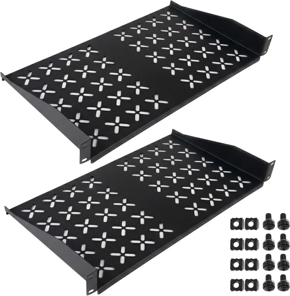 2 Pieces 19" 1u Rack Shelf, 1U Server Rack for Network Equipment Shelf Mounting,10 Inches Depth Rack Mount Vented Cantilever Trays by YuPinDiZu