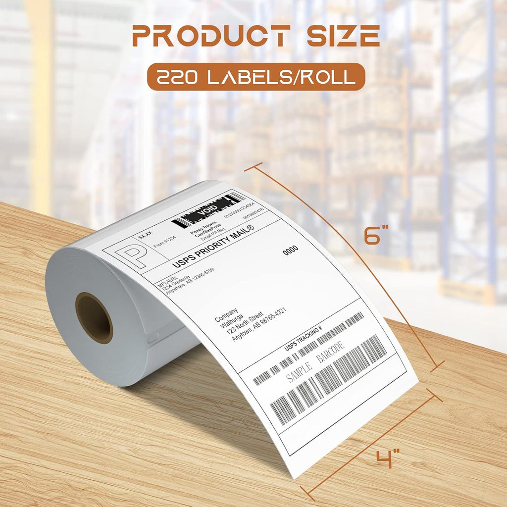 MFLABEL 4x6 Direct Thermal Shipping Labels - 4 Rolls, 220 Labels/Roll, Perforated Postage Paper with Alignment Hole, Compatible with 4XL LabelWriter 1744907 & 1755120, Rollo for USPS, UPS - Image 2