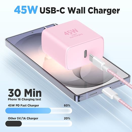 45W USB C Super Fast Charging Charger for Samsung Galaxy S26+Ultra, 3Pack Quick Charger Block with Braided Long USB C to C Cables (6/6/10ft) for Samsung Galaxy S25/S24/Plus/Ultra, Android/iPhone 17/16 - Image 2
