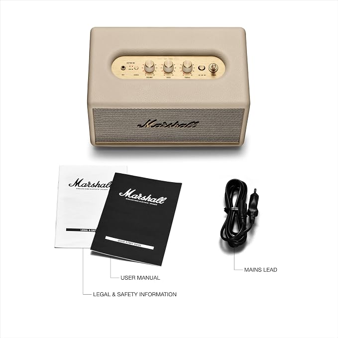 Marshall Acton III Bluetooth Home Speaker - Loud Stereo Sound with Bass and Treble Controls | Plug-in Powered | 3.5mm Aux Input - Cream - Image 9