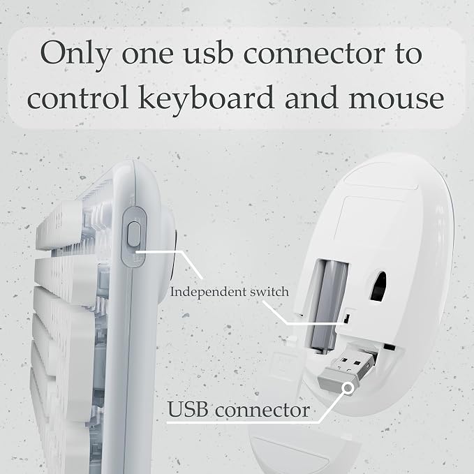 Colorful Wireless Keyboard and Mouse Combo Green White | Full-Sized Office Keyboard with Typewriter Flexible Keys, 2.4GHz Dropout-Free Connection, Optical Mouse for PC Laptop - Image 5