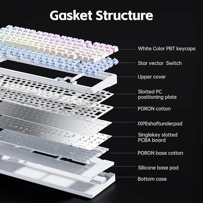 Aula F99 Creamy Keyboard Wireless Mechanical Custom Gaming Keyboards | 96% Computer Keyboard,Hot Swappable RGB Backlit Keyboards,Full Size Topographic Side-printed Keycaps,LEOBOG Switch - Image 8