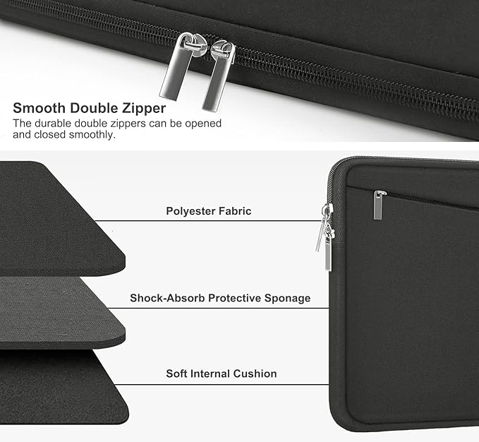 15.6 inch Laptop Case, Durable Computer Carrying Bag Protective Case Briefcase Handbag with Front Pocket, Laptop Sleeve Cover for 15.6 Inch HP, Dell, Lenovo, Asus, Notebook, Grey - Image 3