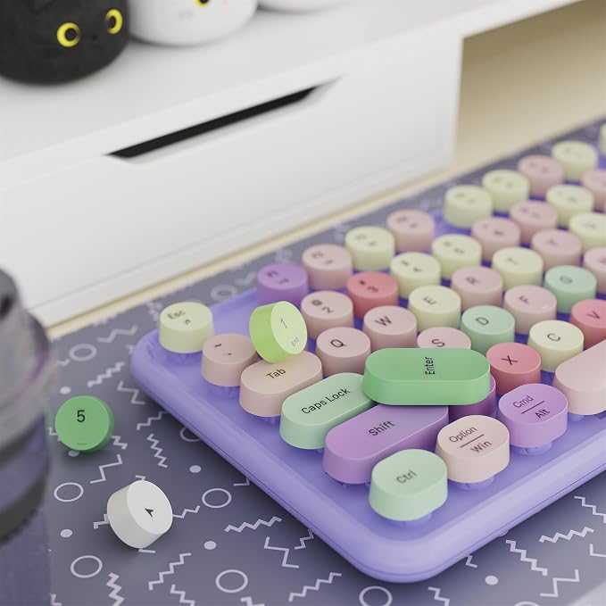 Colorful Wireless Keyboard and Mouse Combo Purple Colorful | Full-Sized Office Keyboard with Typewriter Flexible Keys, 2.4GHz Dropout-Free Connection, Optical Mouse for PC Laptop - Image 3