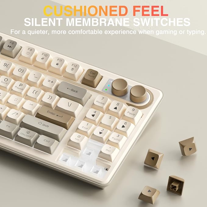 SOLAKAKA SK90 75% Wireless Gaming Keyboard - 4000mAh Tri-Mode (BT5.0/2.4G/USB-C) Cute Creamy Gaming Keyboard with Number Pad, Media Knob, RGB Backlit, Quiet Keys Silent Office Keyboards for PC MAC - Image 6