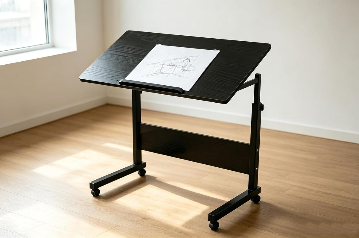 Overbed Bedside Sofa Bed Table with Wheel Adjustable Swivel Top Home Office - Image 3