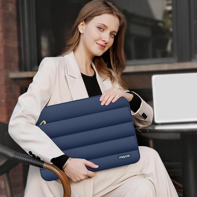 MOSISO Laptop Case 13.3 inch,13-13.3 inch Puffy Laptop Sleeve Carrying Case | Compatible with MacBook Neo/Air 13.6/Pro 13/14, HP Dell ASUS Lenovo, Polyester Horizontal Bag with Small Case,Midnight Blue - Image 6