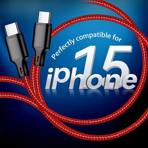 USB C to USB C Cable, 3 Pack 6ft Type C Fast Charger Cord (Red) | Nylon Braided High-Speed Data Transfer Wire for iPhone 17/16/15 Plus/Pro Max iPad Air Ps5 Controller Samsung Galaxy - Image 7
