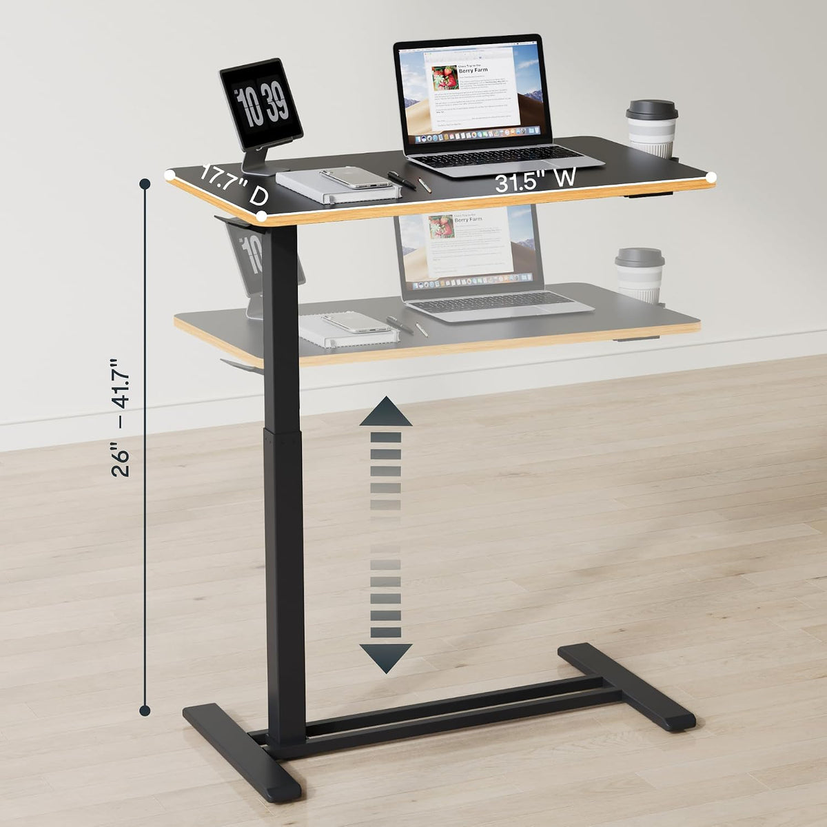 FLEXISPOT H7 32" Pneumatic Height-Adjustable Overbed Table with Wheels - Image 2