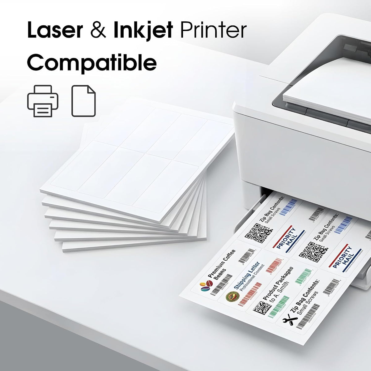 2" X 5" Matte White Printable Shipping Labels (250 Sheets, 2000 Stickers) - Image 4