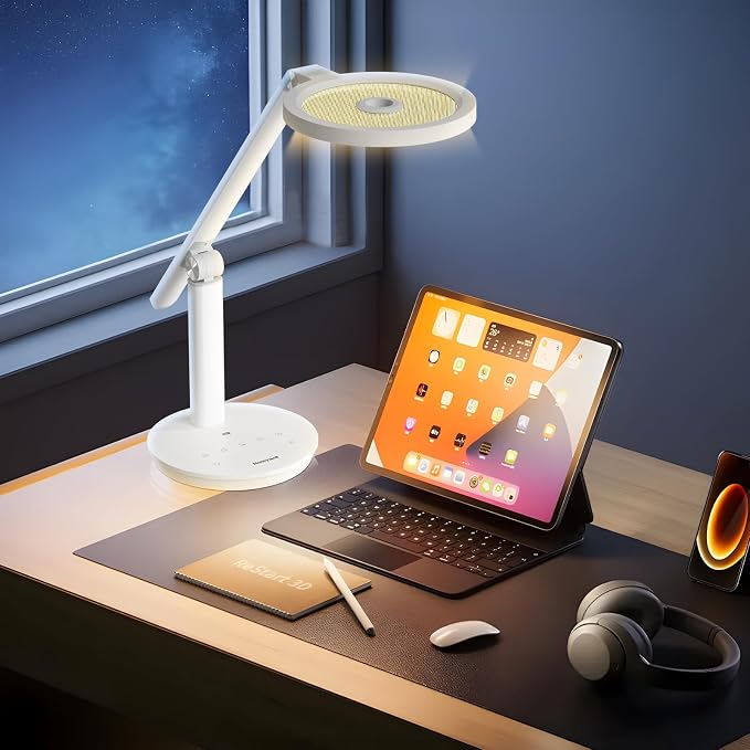 Honeywell H6 Desk Lamp for Home Office, Dimmable Reading Table Light, White | Sunturalux CRI≥97, RG0 Low Blue Light, Flicker-Free, 800LM Dimmable with Timer for Webcam, Study, Office & Bedroom - Image 8
